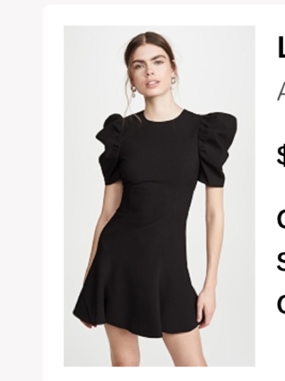 LIKELY Alia Mini Dress in Black with Puff Sleeves